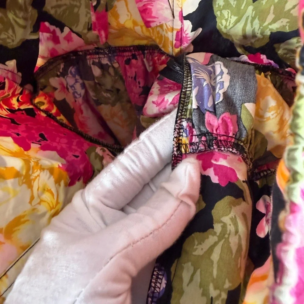 Moda International Floral Halter Dress Cotton Tiered Peplum Retro Y2K Vtg Size 6 - Picture 14 of 16